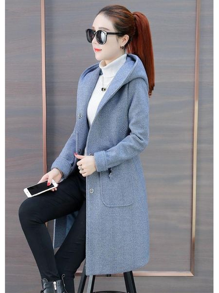 women's wool & blends autumn and winter splicing herringbone twill hooded woolen coat 2021 long a pocket solid color pleated women, Black
women's wool & blends autumn and winter splicing herringbone twill hooded woolen coat 2021 long a pocket solid color pleated women, Black