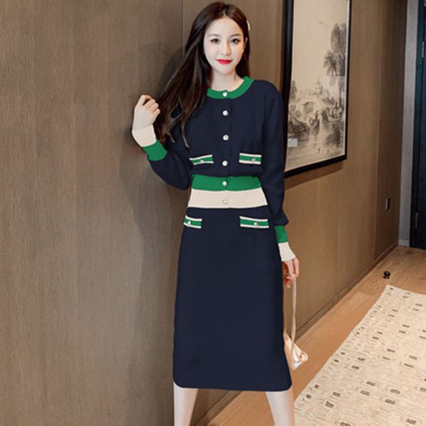 korean knitted 2 piece skirt sets women single-breasted splicing sweaters + elastic force skirt suits casual fashion elegant set, White;black
korean knitted 2 piece skirt sets women single-breasted splicing sweaters + elastic force skirt suits casual fashion elegant set, White;black