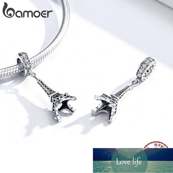 bamoer 925 sterling silver retro eiffel tower pendant charm for bracelet or necklace 925 sterling silver jewelry bsc154 factory price expert, Bronze;silver