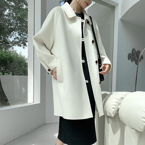 women's wool & blends 2021 autumn and winter double-sided cashmere coat small medium long thickened suit, Black
women's wool & blends 2021 autumn and winter double-sided cashmere coat small medium long thickened suit, Black