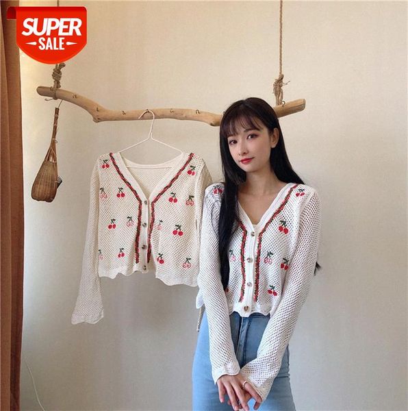 women's embroidered short knitted cardigan jacket with small design sense of v-neck hollow thin #lc4w, Black
women's embroidered short knitted cardigan jacket with small design sense of v-neck hollow thin #lc4w, Black