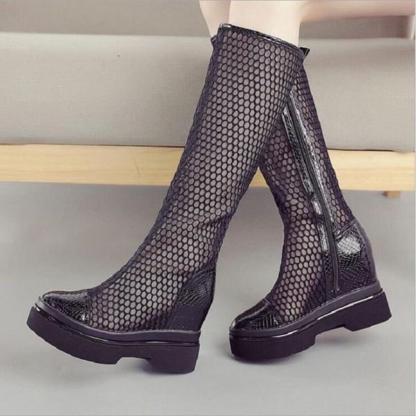 boots summer korean fashion style height increasing suede high heels platform breathable mesh women knee-high long 0630, Black
boots summer korean fashion style height increasing suede high heels platform breathable mesh women knee-high long 0630, Black