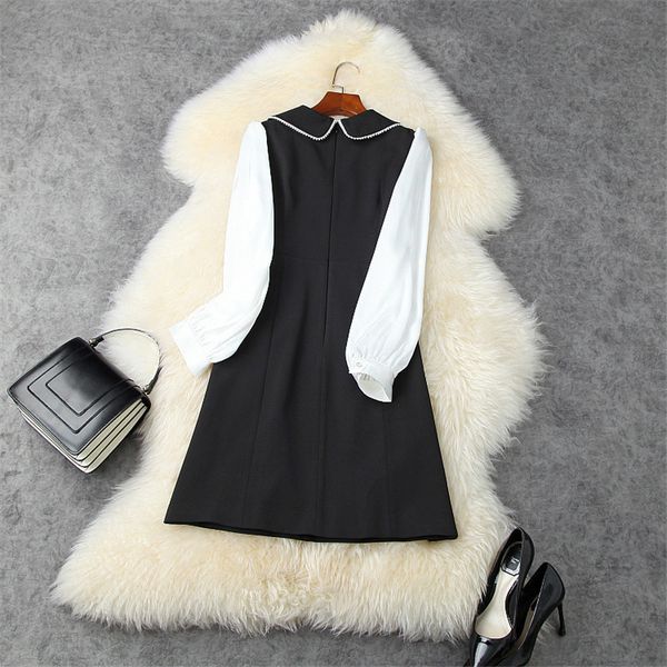 two piece dress female autumn fashions manga long sleeves black beads casual block dress elegant lady dresses q2yd, White
two piece dress female autumn fashions manga long sleeves black beads casual block dress elegant lady dresses q2yd, White