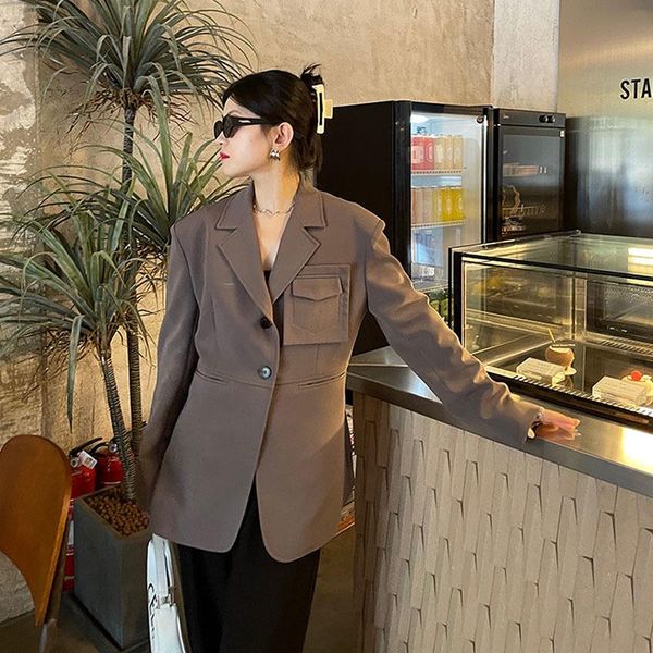 women's suits & blazers korean grey blazer women vintage lapel single-breasted long sleeve chic pocket design spring fall 2021 casual f, White;black
women's suits & blazers korean grey blazer women vintage lapel single-breasted long sleeve chic pocket design spring fall 2021 casual f, White;black