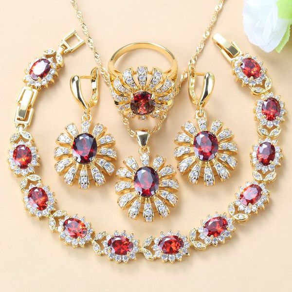 wedding jewelry sets bridal dubai costume yellow gold color red garnet zircon flower big for women fashion four-piece suit, Slivery;golden
wedding jewelry sets bridal dubai costume yellow gold color red garnet zircon flower big for women fashion four-piece suit, Slivery;golden