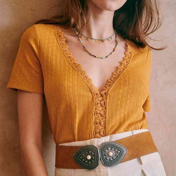 women's t-shirt femme t-shirt en coton short sleeve décolleté v buttons lace patchwork shirt elegant summer retro chic hauts women, White
women's t-shirt femme t-shirt en coton short sleeve décolleté v buttons lace patchwork shirt elegant summer retro chic hauts women, White