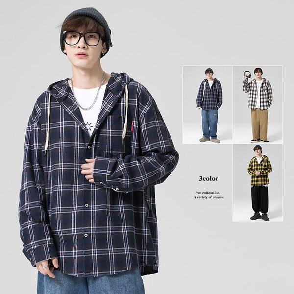 streetwear shirt men's long-sleeved spring hooded japanese loose fat cuasal plaid cardigan blouse men shirts casual, White;black
streetwear shirt men's long-sleeved spring hooded japanese loose fat cuasal plaid cardigan blouse men shirts casual, White;black