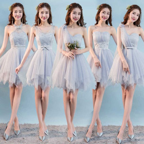 sister group dress bridesmaid women's gray korean version slim spring graduation season activity party, White;black 
sister group dress bridesmaid women's gray korean version slim spring graduation season activity party, White;black