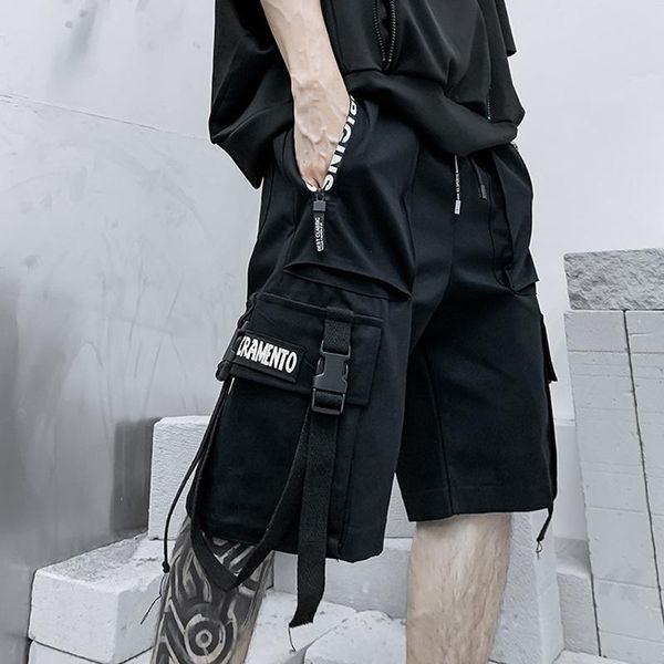 men's shorts harajuku fashion streetwear hip hop punk male pants 2021 summer cargo men ribbon techwear sport military clothes, White;black
men's shorts harajuku fashion streetwear hip hop punk male pants 2021 summer cargo men ribbon techwear sport military clothes, White;black