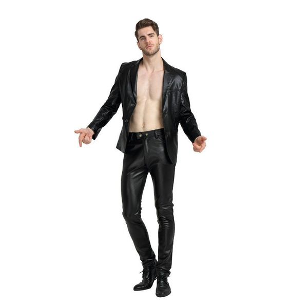 men's spring and summer thin leather pants slim motorcycle solid color casual pu, Black
men's spring and summer thin leather pants slim motorcycle solid color casual pu, Black