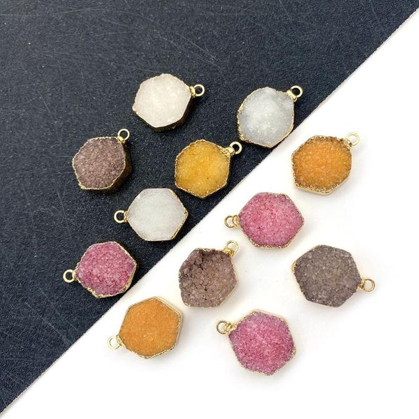 charms crystal pendant natural stone jewelry making beads hexagon multicolor electroplating diy necklace accessories, Bronze;silver
charms crystal pendant natural stone jewelry making beads hexagon multicolor electroplating diy necklace accessories, Bronze;silver