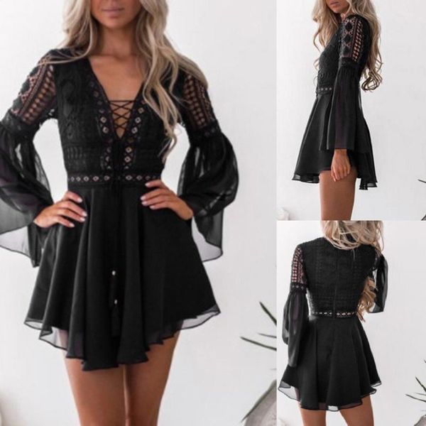 casual dresses women lace bandage short mini dress summer loose beach sundress evening party vestidos de fiesta, Black;gray
casual dresses women lace bandage short mini dress summer loose beach sundress evening party vestidos de fiesta, Black;gray