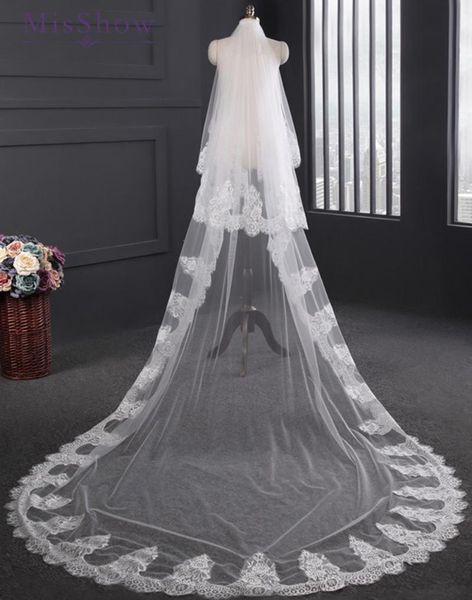 bridal veils white ivory 2 layer 3 meters lace edge cathedral length wedding long head veil velo largo novia accessories, Black
bridal veils white ivory 2 layer 3 meters lace edge cathedral length wedding long head veil velo largo novia accessories, Black