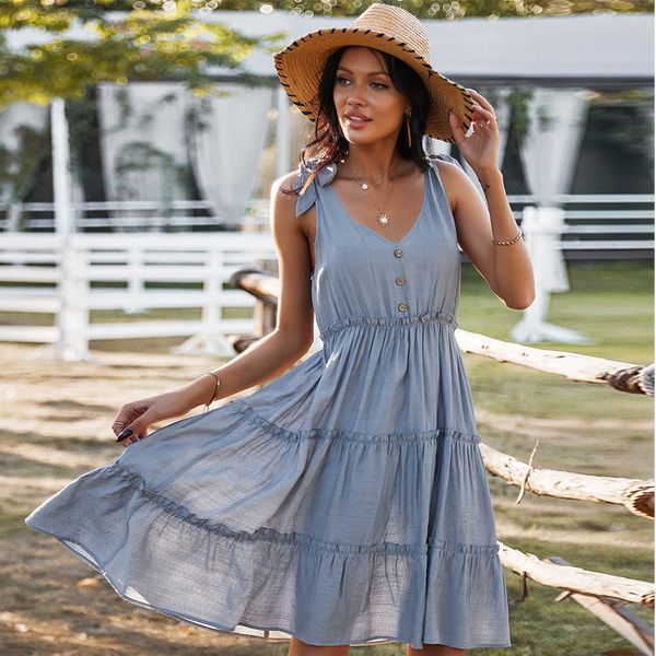 casual dresses summer boho beach pleated women v-neck sleeveless high waist plus size black mini party female es robe femme jqo2, Black;gray
casual dresses summer boho beach pleated women v-neck sleeveless high waist plus size black mini party female es robe femme jqo2, Black;gray