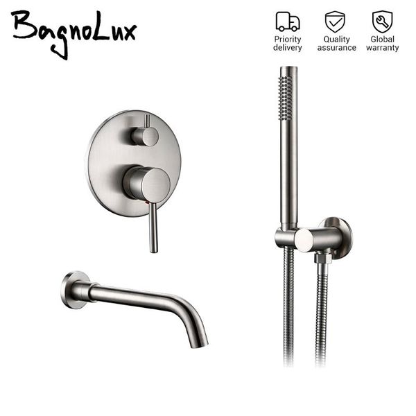 bathtub mixer tap set shower and cold bathroom faucet brushed stanless steel diverter with wall mount spout handheld hose sets 
bathtub mixer tap set shower and cold bathroom faucet brushed stanless steel diverter with wall mount spout handheld hose sets
