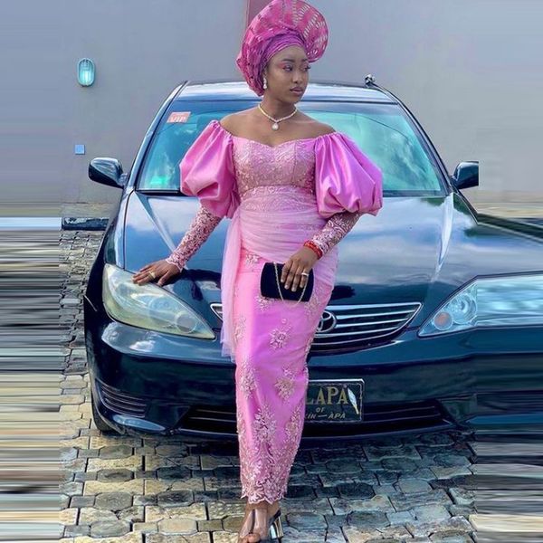 pink aso ebi prom dresses off the shoulder lace appliques mermaid evening gowns puffy long sleeves women formal party, Black
pink aso ebi prom dresses off the shoulder lace appliques mermaid evening gowns puffy long sleeves women formal party, Black