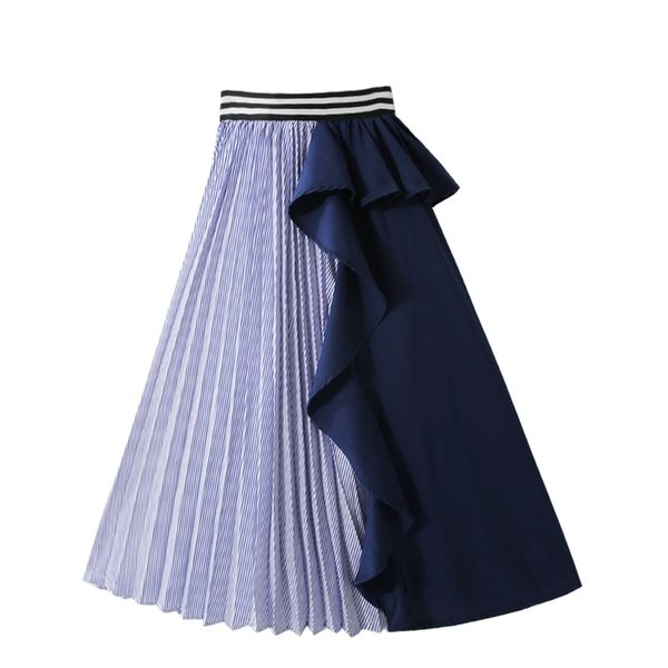 women autumn skirts all-match patchwork stitching high waist striped ruffled irregular pleated mid-length skirt gx1527 210507, Black
women autumn skirts all-match patchwork stitching high waist striped ruffled irregular pleated mid-length skirt gx1527 210507, Black