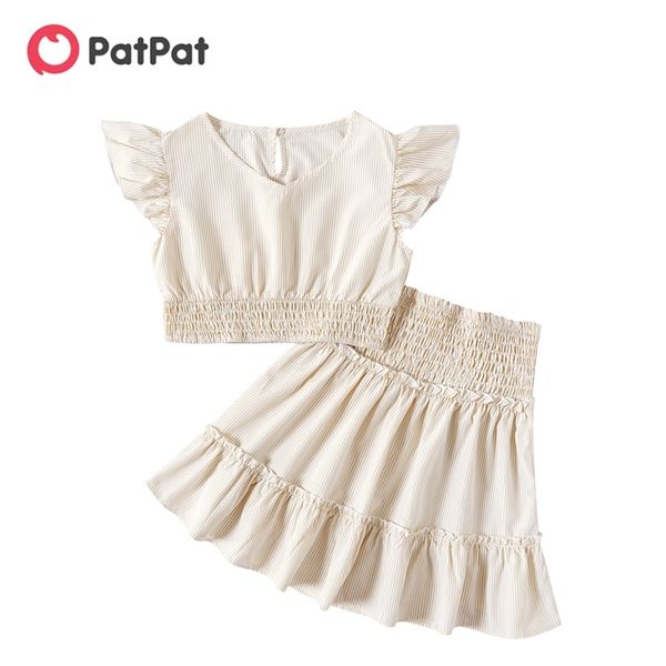 summer 2pcs kid girls two-piece flutter-sleeve solid skirt suit 210528, White
summer 2pcs kid girls two-piece flutter-sleeve solid skirt suit 210528, White