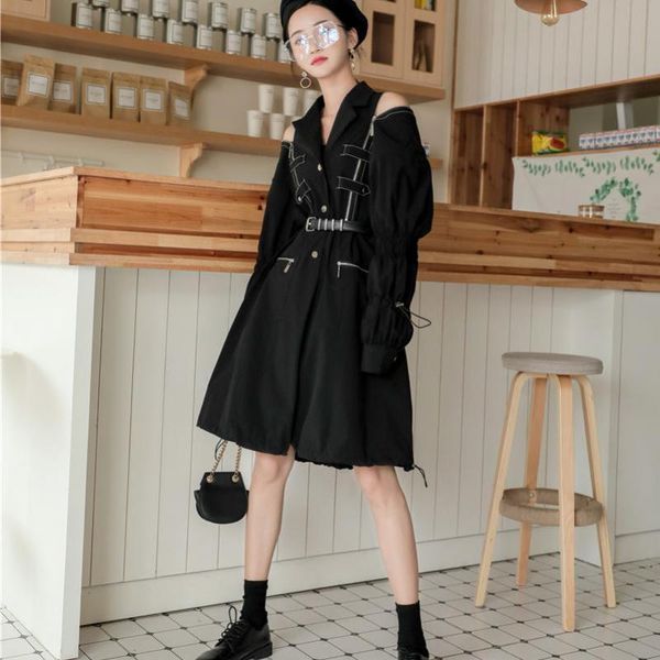 women's trench coats inproda women coat zipper off shoulder windbreaker temperament black loose long overcoat autumn winter, Tan;black
women's trench coats inproda women coat zipper off shoulder windbreaker temperament black loose long overcoat autumn winter, Tan;black