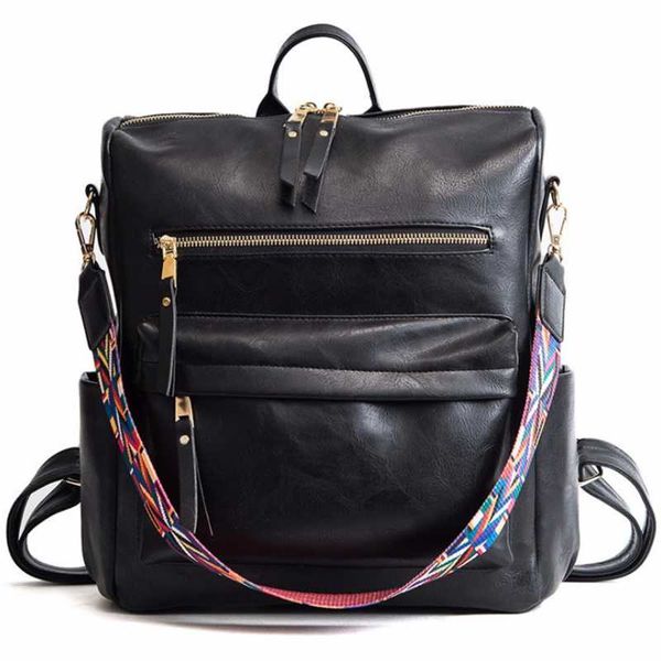 backpack fashion large capacity school with colored straps shoulder bag vegan mochilas pu leather for women
backpack fashion large capacity school with colored straps shoulder bag vegan mochilas pu leather for women