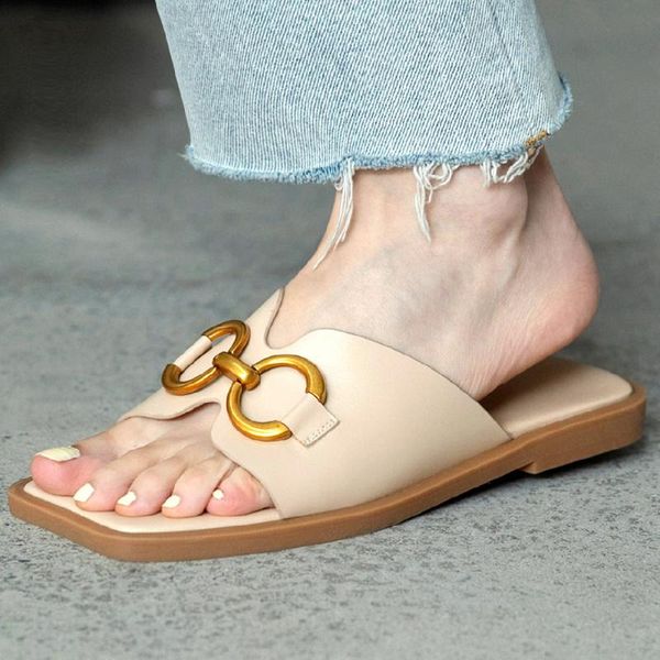 slippers women's genuine leather metal buckle open toe summer slip-on flats outdoor slides casual female comfortable daily footwear sho, Black
slippers women's genuine leather metal buckle open toe summer slip-on flats outdoor slides casual female comfortable daily footwear sho, Black
