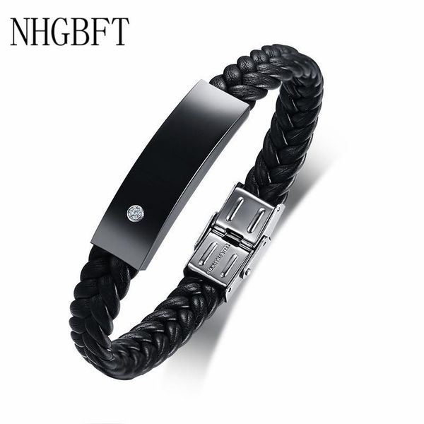 charm bracelets nhgbft stainless steel id bend for men women black leather bracelet bangle sport casual male jewelry, Golden;silver
charm bracelets nhgbft stainless steel id bend for men women black leather bracelet bangle sport casual male jewelry, Golden;silver