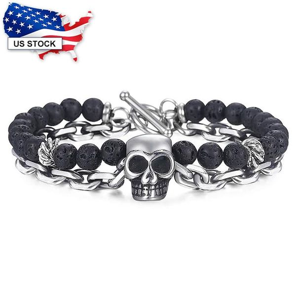 skull bracelet 12mm 2 layers black lava beaded gunmetal stainless steel rolo chain wristband halloween jewelry ldb186 charm bracelets, Golden;silver
skull bracelet 12mm 2 layers black lava beaded gunmetal stainless steel rolo chain wristband halloween jewelry ldb186 charm bracelets, Golden;silver