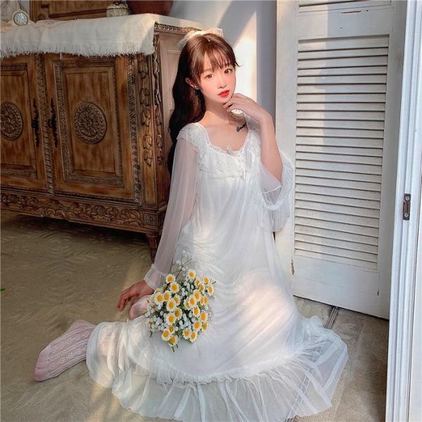 casual dresses sweet women's loose dress white net yarn flare sleeve sleep bow trim cute one piece fall home clothes, Black;gray
casual dresses sweet women's loose dress white net yarn flare sleeve sleep bow trim cute one piece fall home clothes, Black;gray