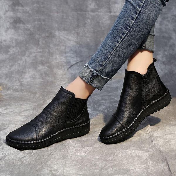 boots ankle for women 2021 winter vintage warm shoes female genuine leather footwear zip round toe sewing leisure platform, Black
boots ankle for women 2021 winter vintage warm shoes female genuine leather footwear zip round toe sewing leisure platform, Black