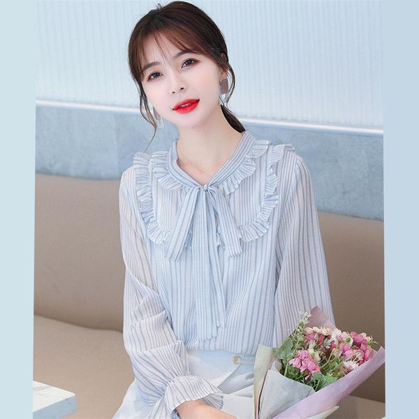 autumn fashion women and blouse long sleeve stripe chiffon shirts office lady lacing bow v-neck ruffles clothes blusas women's blouses, White
autumn fashion women and blouse long sleeve stripe chiffon shirts office lady lacing bow v-neck ruffles clothes blusas women's blouses, White