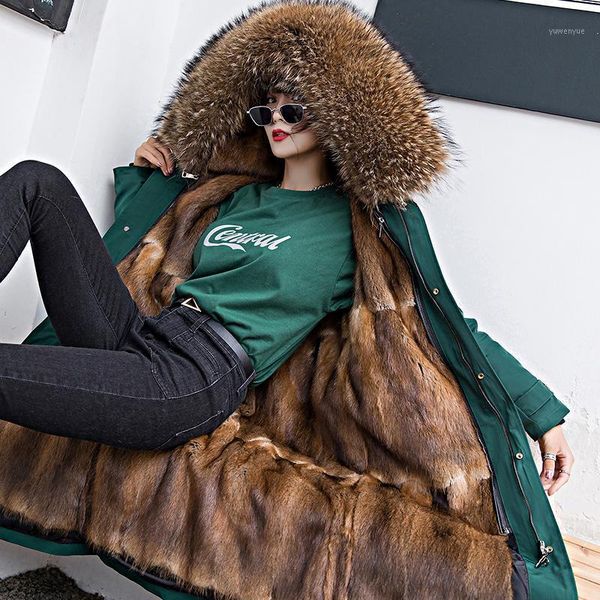 women's fur & faux real mink coat super big raccoon collar hood women parka 100% natural thick detachable winter jacket for, Black
women's fur & faux real mink coat super big raccoon collar hood women parka 100% natural thick detachable winter jacket for, Black