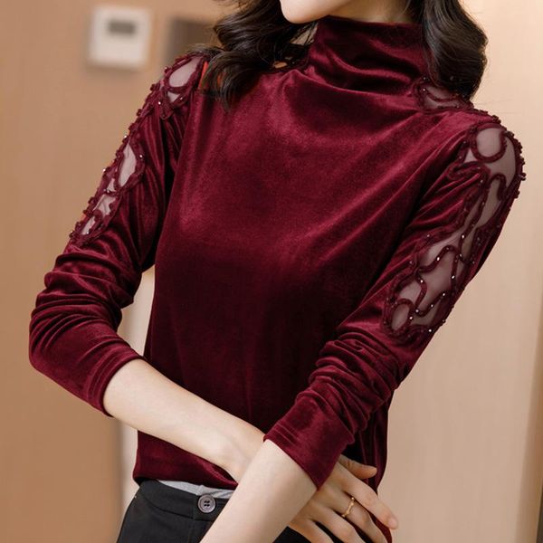 women's t-shirt 2021 spring autumn woman tshirts korean fashion slim high neck velvet embroidered long sleeve bottoming shirt winter, White
women's t-shirt 2021 spring autumn woman tshirts korean fashion slim high neck velvet embroidered long sleeve bottoming shirt winter, White