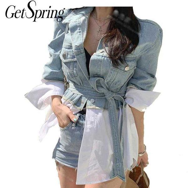 getspring women denim jacket coat long sleeve lace up ladies patchwork fake two woman jean autumn 210601, Black;brown
getspring women denim jacket coat long sleeve lace up ladies patchwork fake two woman jean autumn 210601, Black;brown