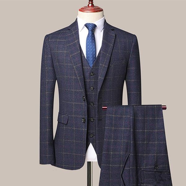men's suits & blazers nice plaid blazer pants vest business three piece set groom wedding dress slim jacket coat trousers, White;black
men's suits & blazers nice plaid blazer pants vest business three piece set groom wedding dress slim jacket coat trousers, White;black