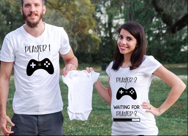 pregnancy womens t shirt announcement couple shirts player 1 2 wahtching for 3 funny baby shower, White
pregnancy womens t shirt announcement couple shirts player 1 2 wahtching for 3 funny baby shower, White