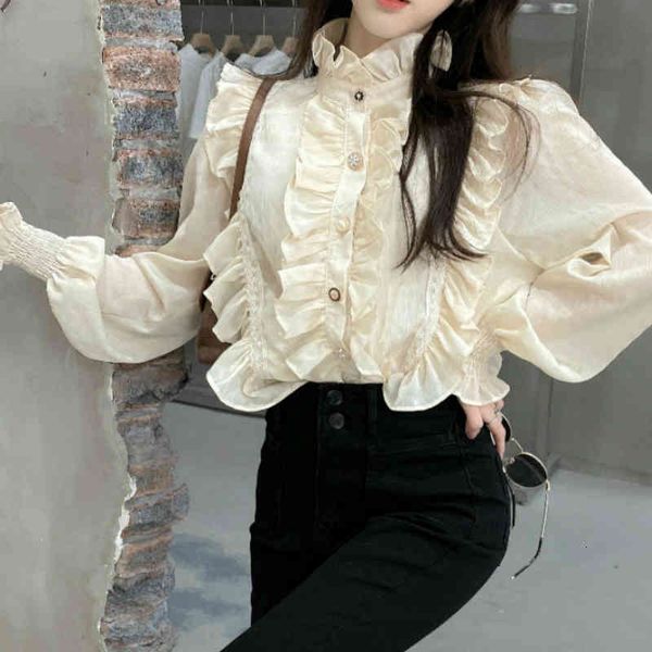 two piece dress lace ruffled court design niche foreign style blouse shirt women's spring u2qo, White
two piece dress lace ruffled court design niche foreign style blouse shirt women's spring u2qo, White