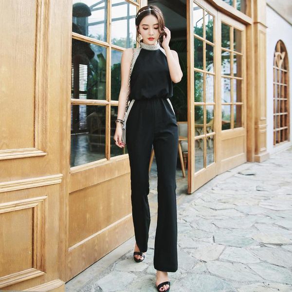 women's jumpsuits & rompers jsxdhk fashion women off shoulder black jumpsuit summer beading stand collar office ladies elastic waist, Black;white
women's jumpsuits & rompers jsxdhk fashion women off shoulder black jumpsuit summer beading stand collar office ladies elastic waist, Black;white