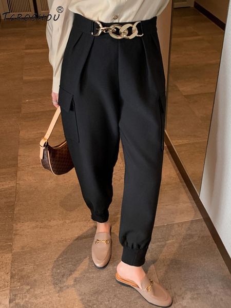 women's pants & capris workwear style, high waist, stitching, chain, pockets on both sides, ankle-length trousers, ladies' autumn, Black;white
women's pants & capris workwear style, high waist, stitching, chain, pockets on both sides, ankle-length trousers, ladies' autumn, Black;white