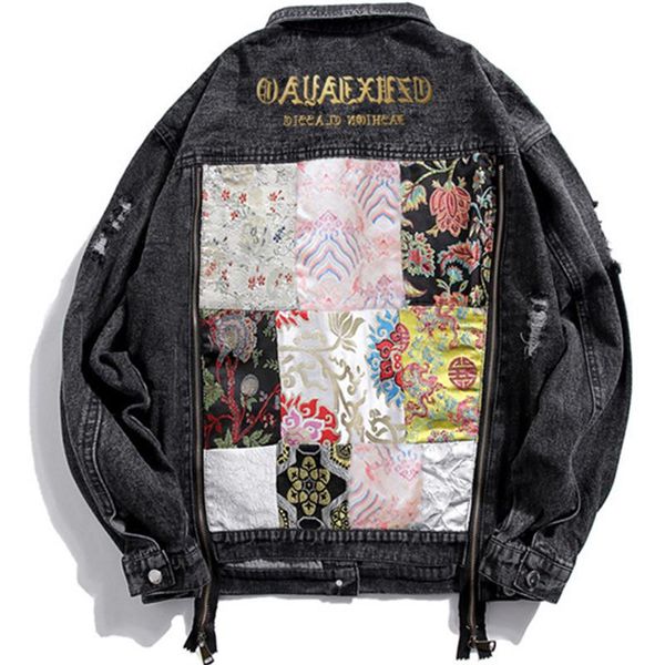 men's jackets streetwear denim men women vintage pattern hole side zipper hip hop harajuku korean japan style rock jeans jacket, Black;brown
men's jackets streetwear denim men women vintage pattern hole side zipper hip hop harajuku korean japan style rock jeans jacket, Black;brown