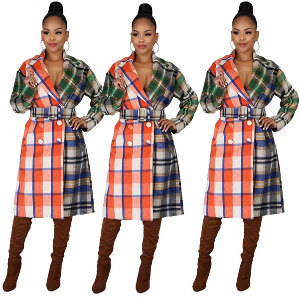 women's wool & blends womens designer trench coats double breasted panelled plaid overcoats checkered print winter women woolen outwear, Black
women's wool & blends womens designer trench coats double breasted panelled plaid overcoats checkered print winter women woolen outwear, Black