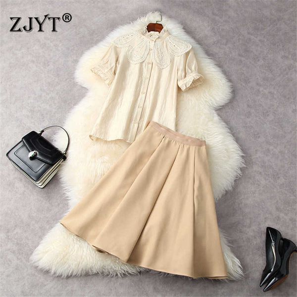 fashion summer runway suit women elegant short sleeve embroidery shirt and high waist skirt 2 piece sets outfits 210601, White
fashion summer runway suit women elegant short sleeve embroidery shirt and high waist skirt 2 piece sets outfits 210601, White