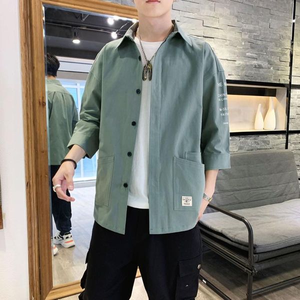hong kong style 2021 men's three-quarter sleeve shirt thin section tooling casual jacket pure cotton loose japanese shirts, White;black
hong kong style 2021 men's three-quarter sleeve shirt thin section tooling casual jacket pure cotton loose japanese shirts, White;black