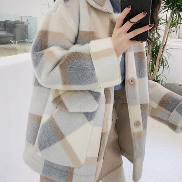women's wool & blends zcsmll korean fashion plaid blazers 2021 autumn winter jacket long sleeve turn-down collar loose women coat tide, Black
women's wool & blends zcsmll korean fashion plaid blazers 2021 autumn winter jacket long sleeve turn-down collar loose women coat tide, Black