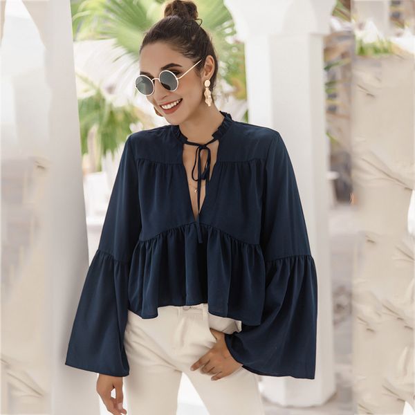 deep v neck lace up pelpum crop blouse women flare sleeve office ladies blouse shirts autumn winter 210415, White
deep v neck lace up pelpum crop blouse women flare sleeve office ladies blouse shirts autumn winter 210415, White