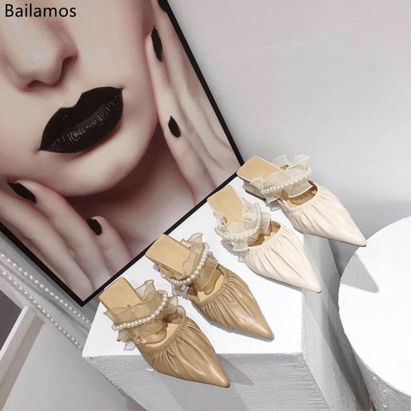 bailamos 2021spring and summer woman slippers heels pointed toe pantofle med square heel low lace string bead high block co, Black
bailamos 2021spring and summer woman slippers heels pointed toe pantofle med square heel low lace string bead high block co, Black