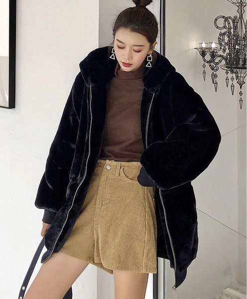 women's fur & faux obrix trendy cool female coat hooded loose streetwear fashion casual for women, Black
women's fur & faux obrix trendy cool female coat hooded loose streetwear fashion casual for women, Black
