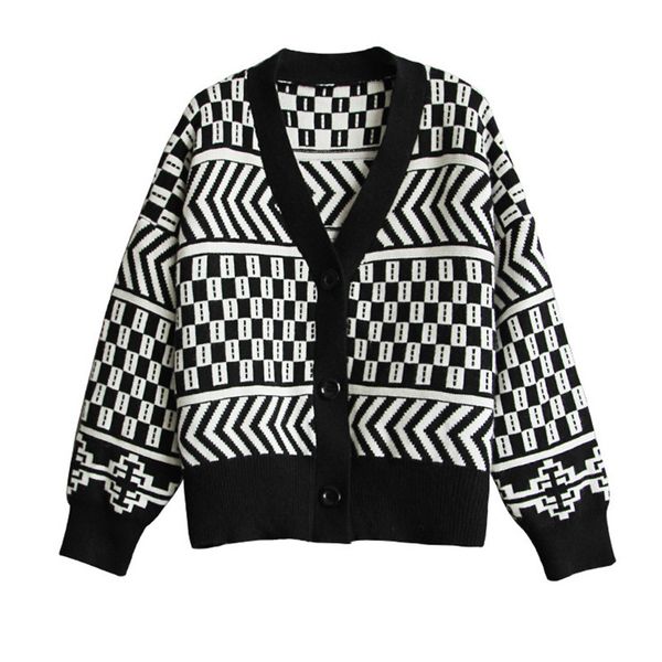 women's jackets vintage plaid knitted cardigans sweater coat 2021 fall winter v neck single breasted white black geometric jacquard car, Black;brown
women's jackets vintage plaid knitted cardigans sweater coat 2021 fall winter v neck single breasted white black geometric jacquard car, Black;brown