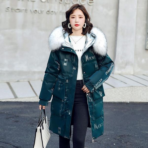 women's down & parkas kuyomens 2021 winter women jacket fur long warm puffer coat hooded 90% white duck parka female outerwear, Black
