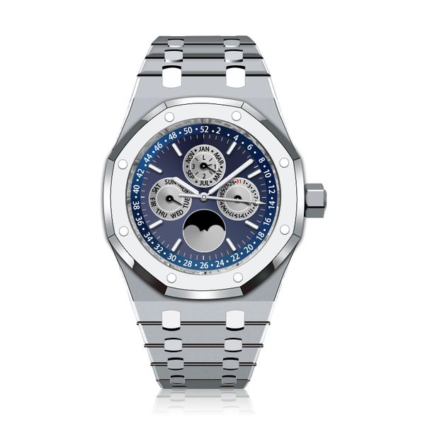 men's automatic mechanical watch luxury royal requin brand oak strap silver white stainless steel case calendar 26579cb.oo.1225cb.01 si, Slivery;brown
men's automatic mechanical watch luxury royal requin brand oak strap silver white stainless steel case calendar 26579cb.oo.1225cb.01 si, Slivery;brown
