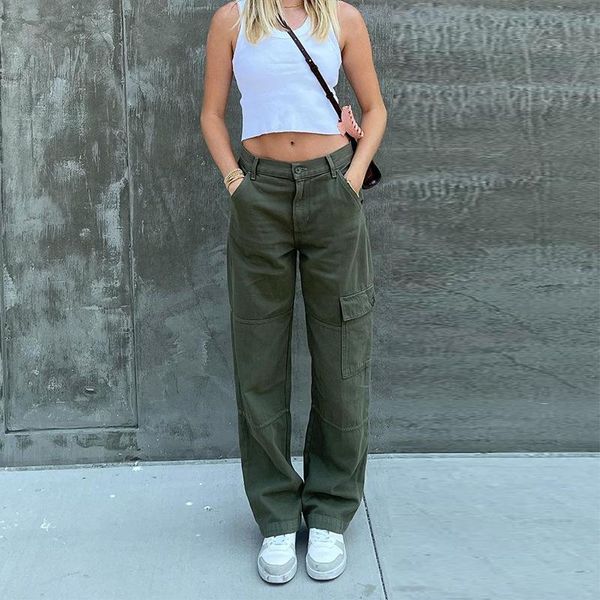 women's jeans green vintage baggy pockets wide leg cargo pants streetwear casual low waist denim straight trousers 2021, Blue
women's jeans green vintage baggy pockets wide leg cargo pants streetwear casual low waist denim straight trousers 2021, Blue